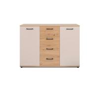 Calicosy - Aparador 2 puertas, 4 cajones efecto roble y cachemira L120 cm - LINO