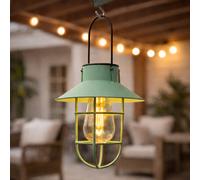 Linterna Colgante Solar LED Verde Vintage Efecto Filamento para Jardín