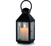 Linterna de metal colgante Unyqoos® de 26 cm: farol rústico para velas, ideal para interiores y exteriores, con un soporte grande para velas, base de 10,6 cm de diámetro y orificio de 11 cm de diámetr