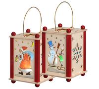 Linterna de Navidad con motivos de Papá Noel y muñeco de nieve (21 cm) de Seiffener Volkskunst