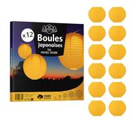 Linterna de papel japonesa naranja 10 cm - Colgante de bola para decoración de bodas - 12 piezas - Le Must de la gama - Instrucciones en francés