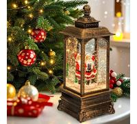 Linterna navideña Unyqoos® con música y LED: linterna de resina en color bronce antiguo, con motivos navideños, 8 canciones clásicas, funciona con 3 pilas AAA o USB, y presenta figuras tridimensionale