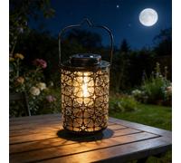 Linterna solar colgante, resistente a la intemperie, con tecnología LED, diseño de estrellas, cobre, 1 unidad