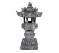Linterna solar de resina con acabado de piedra, diseño de espiga zen para jardín, patio, decoración de césped, iluminación automática del atardecer al amanecer, lámpara impermeable al aire libre