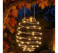 Linterna solar LED colgante, diseño en espiral, luz blanca cálida, 45 LEDs, 45 x 28 cm, resistente a la intemperie