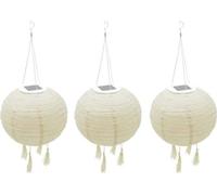 Linterna solar LED LUMISKY HIMALAYA, diámetro 30 cm, color beige crema, ideal para bodas, autonomía de 8 horas, juego de 3 unidades