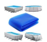 Linxor - Cobertor Solar Redondo, Ovalado, Cuadrado o Rectangular para Piscinas intex u Otras - 180 micras - Azul - Varias Medidas Disponibles