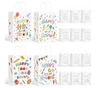 Liobelon 12 bolsas de papel Happy 100 Days Of School, bolsa de regalo de bricolaje con asa, bolsa blanca para estudiantes, actividades de 100 días, regalos para el aula