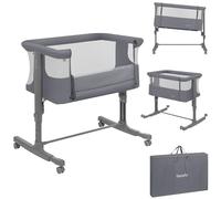 lionelo Aurora Cuna 3 en 1 hasta 9 kg, Cuna de colecho, Cama Mecedora, Ajuste de Altura e inclinación del colchón, 4 Ruedas con Freno, Colchón Ergonómico, Bolsa