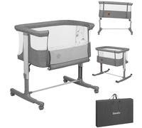 lionelo Aurora Cuna de colecho 3 en 1 hasta 9 kg, Cuna Mecedora, Ajuste de Altura e inclinación del colchón, 4 Ruedas con Freno, Colchón Ergonómico, Bolsa
