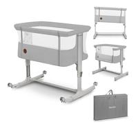 lionelo Aurora - Cuna de Noche 3 en 1 y Cuna de Viaje Desde el Nacimiento | Hasta 9 kg, tela transpirable, bolsa de transporte, colchón incluido, ruedas bloqueables
