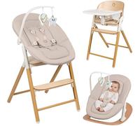 Lionelo Celia Set Trona Bebé de Madera Evolutiva 4 en 1 con Hamaca Bebé para Recién Nacido, Arnés de 5 Puntos, Respaldo 2 Posiciones, Bandeja para Lavavajillas, Funda Lavable, hasta 9 kg/15 kg/90 kg