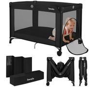 Lionelo Cuna de viaje para bebé Amelie desde el nacimiento hasta los 15 kg, Pequeña, Plegable, Colchón blando plegable, 100,5x70,5 cm, 2 ruedas, Entrada lateral, Bolsa de transporte