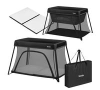 lionelo Cuna de Viaje Parque Cuna Bebe 3 en 1 Alice de 0 a 15 kg Colchón de Espuma, 2 Niveles de Altura, Plegable, Pequeña, Ligera, Entrada Lateral, Bolsa de Viaje