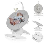 Lionelo Hamaca mecedora eléctrica Iris, giratoria 360º, hasta 9 kg, 5 vel., ajuste respaldo, Gris