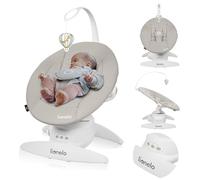 LIONELO Iris Hamaca Mecedora Eléctrica Giratoria 360º para Bebés de hasta 9 kg con Ajuste del Respaldo, 5 Velocidades de Balanceo, Cinturones de Seguridad Antideslizante (Beige)