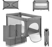 lionelo Jasmin Easy FoldCuna de Viaje para Niños de hasta 15 kg de 0 a 36 Meses Colchón de Espuma T25, 2 Niveles de Altura, Easy Fold, Entrada Lateral, Ruedas (Grey Stone)