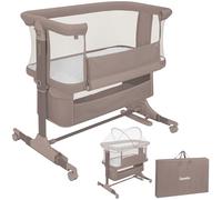lionelo Jodie Cuna 3 en 1 hasta 9 kg, Cuna de colecho, Cama Mecedora, Ajuste de Altura e inclinación del colchón, 4 Ruedas con Freno, Colchón Ergonómico, Malla Transpirable, Bolsa, Mosquitera