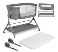 lionelo Leonie Plus 3 en 1 Cama de bebé Independiente hasta 9 kg, Cama supletoria y Cuna, Ajuste de Altura, Panel Lateral con ventilación, Panel Lateral Desmontable, Ruedas con Freno, Cesta Grande