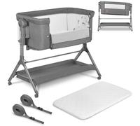 lionelo Leonie Plus 3 en 1 Cama de bebé Independiente hasta 9 kg, Cama supletoria y Cuna, Ajuste de Altura, Panel Lateral con ventilación, Panel Lateral Desmontable, Ruedas con Freno, Cesta Grande