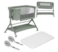 lionelo Leonie Plus 3 en 1 Cama de bebé Independiente hasta 9 kg, Cama supletoria y Cuna, Ajuste de Altura, Panel Lateral con ventilación, Panel Lateral Desmontable, Ruedas con Freno, Cesta Grande