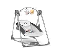 Lionelo Columpio portátil Otto – 5 vel, hasta 9 kg, cinturones, arco juguetes – Gris