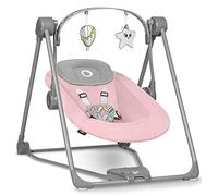 Lionelo Columpio portátil Otto – hasta 9 kg, 5 velocidades, cinturones de seguridad, arco de juguetes ajustable (Rosa)