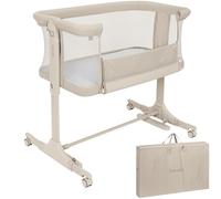 lionelo Pari Cuna 3 en 1 hasta 9 kg, Cuna de colecho, Cama Mecedora, Ajuste de Altura e inclinación del colchón, 4 Ruedas con Freno, Colchón Ergonómico, Malla Transpirable, Bolsa, Minicuna