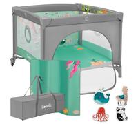 lionelo Parque Infantil 2 en 1 y Cuna de Viaje Mille Plus hasta 15 kg, de 0 a 36 Meses, Entrada Lateral, Colchón 3D, 2 Ruedas con Freno, Plegable, Bolsa de Transporte incluida