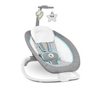 LIONELO Pascal baby bouncer delicadas vibraciones 12 melodías incorporadas con control de volumen ajuste del respaldo barra de juguetes interactivos plegable a tamaño compacto (Grey Scandi)