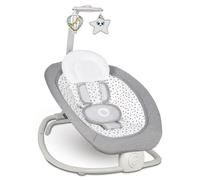 LIONELO Pascal baby bouncer delicadas vibraciones 12 melodías incorporadas con control de volumen ajuste del respaldo barra de juguetes interactivos plegable a tamaño compacto (Grey Dove)