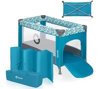 lionelo Stefi Cuna de Viaje para Bebé Apertura Lateral, Colchoneta 120x60 cm, Sistema LockGuard, Lados de Malla Transpirable, Bolsa de Transporte Incluida