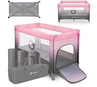 lionelo STEFI - Cuna de Viaje y Zona de bebé portátil 2 en 1 para recién Nacidos y niños pequeños de 0 a 36 kg con colchón, Entrada Lateral, Malla Transpirable, Seguridad LockGuard, Ruedas con Frenos