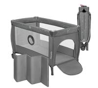 lionelo Stefi Plus Cuna de Viaje para Bebé con Puerta Lateral, Colchón de Espuma T25 Premium, Plegado Rápido, Bolsa de Transporte y Ruedas (Gris)
