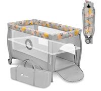 Lionelo STEFI PLUS - Cuna de viaje y zona de bebé portátil 2 en 1 con altura de colchón de 2 niveles, cama de bebé para recién nacidos y niños pequeños de 0 a 36 kg, malla transpirable, seguridad