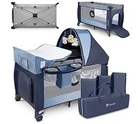 lionelo Sven Plus - Cuna de Viaje 2 en 1 y corralito portátil para recién Nacidos de 0 a 36 Meses, Plegable con 2 Niveles de Altura, Cambiador, colchón, Entrada Lateral, Paredes de Malla, mosquitera,
