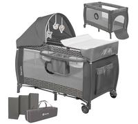 lionelo Sven Plus Cuna de Viaje para bebés 0-36M para niños hasta 15 kg Función de Cambiador Mosquitero Apertura Lateral con Cremallera Ajuste de Altura (Gris)