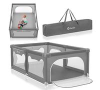 Lionelo Parque infantil Willow – 0-48 meses, 120x180x68 cm, malla transpirable, Gris