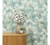 Liquid Floral Vinilo Papel Pintado Erismann 10514-18 Aurora Mármol Pared Azul