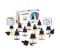 Liquidraw Juego de 10 tintas acrílicas para artistas, 35 ml, profesionales para pintura, dibujo, pinturas, arte, pinceles
