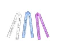 Liquidraw Juego de 3 reglas plegables de 30 cm, azul, transparente, rosa, inastillable, ideal para papelería escolar o de trabajo, se pliega a 15 cm para caber en un estuche, marcas milimétricas y