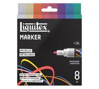 Liquitex 3699487 Rotuladores multisuperficie con puntas duraderas y base de agua de secado rápido - colores vivos sobre lienzo, madera, cristal, textiles y mucho más - Set Colores Metálicos, 8 x 2mm