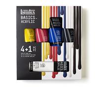 Liquitex BASICS, Set de 4 x 75ml + 1x118ml tubos de pintura acrílica studio, colores primarios