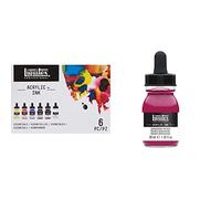 LIQUITEX Ink Pack de 6 tintas acrílicas extrafinas, Essentials Set, 30 ml & Tinta acrílica Ink Profesional Frasco 30 ml, Magenta quinacridona