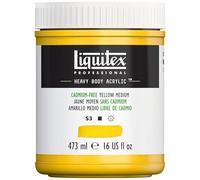 Liquitex pintura acrílica profesional Heavy Body - cuerpo espeso, tarro de 473 ml, color amariilo libre de cadmio medio