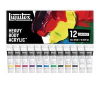 Liquitex Profesional Heavy Body - Pintura acrílica profesional de cuerpo espeso, set de 12 tubos de 59 ml, colores clásicos
