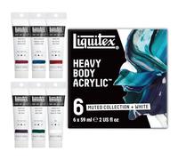 Liquitex Profesional Heavy Body - Pintura acrílica profesional de cuerpo espeso, set de 6 tubos de 59 ml, colores tenues de la colección "Muted Collection" + Blanco