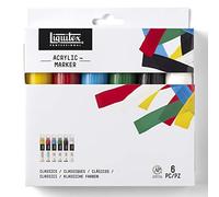 Liquitex Set de rotuladores acrílicos Punta Ancha, Colores clásicos, 15 mm, 6 Unidades