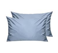 Lirex 2 Paquetes Fundas de Almohada, 100% Algodón Transpirable Cubiertas de Almohada，Cierre de Cremallera 50 x 70 cm, Azul Gris Claro