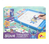 Lisciani Lilo & Stitch - Mesa dibujo con luz Disney, pizarra luminosa, 42x7x27 cm, incluye libro de actividades, rotuladores perfumados, pegatinas, plantillas estarcido, tijeras, juguetes para niños y